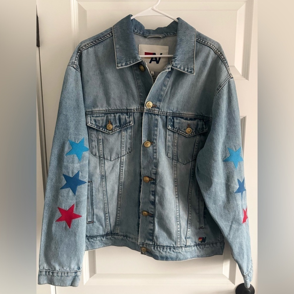 Aviator Nation Oversized Concert Denim Jacket 100% Cotton USA Forth of July - Picture 3 of 17